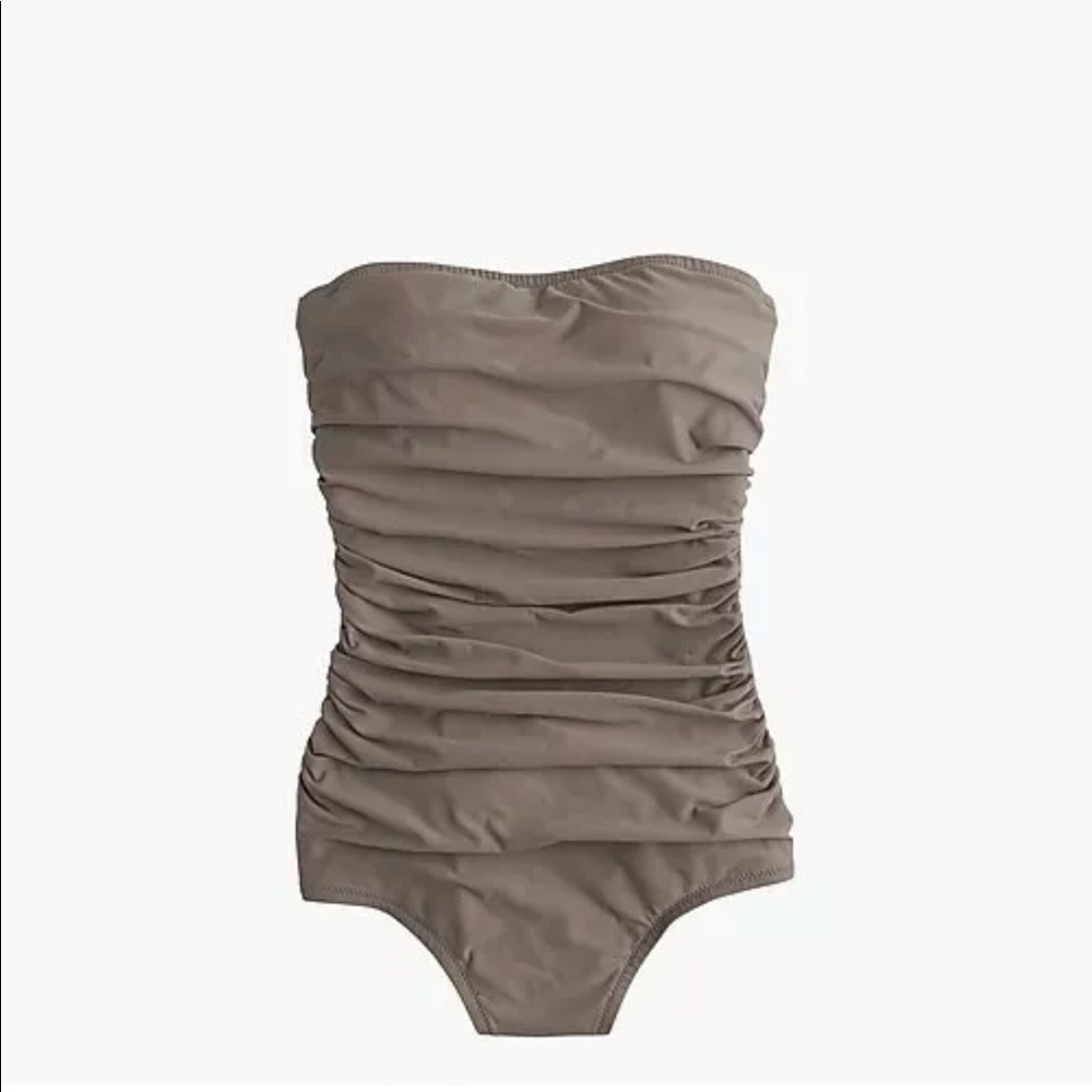 J. Crew DD-cup ruched bandeau one-piece swimsuit